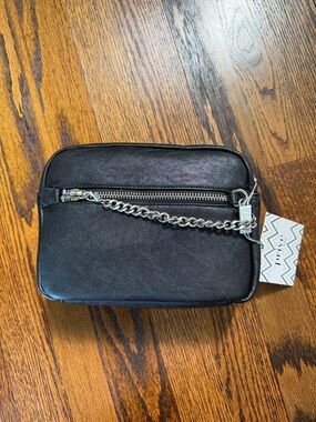 B38 Privé by Sorial Women’s Black Crossbody Bag with Silver Chain Accent